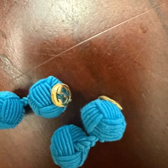 Brand new with box Gucci  Blue Knot Cufflinks with Gold Accents women’s - Picture 6 of 10
